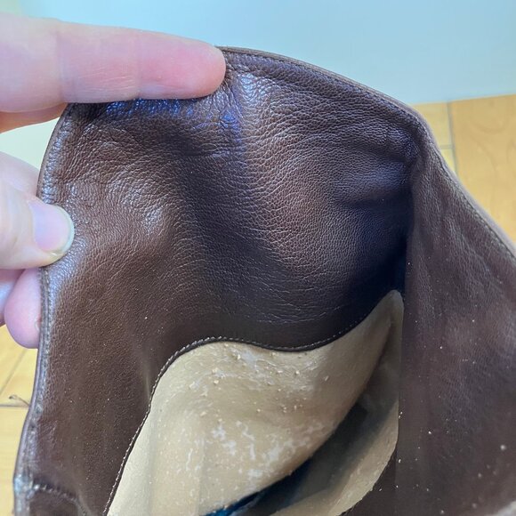 Sesto Meucci Brown Leather Tall Boots Vintage Made in Italy Boho Western Style - Picture 9 of 9